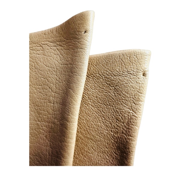 Women’s Beige Leather Gloves Size 7 1/2 Unlined - Picture 3 of 4